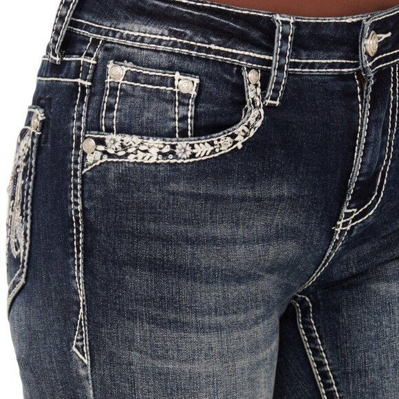 Grace In LA Womens Bootcut Jeans Size 29 x 34 Sequin Western Embroidered NWT - Picture 11 of 12